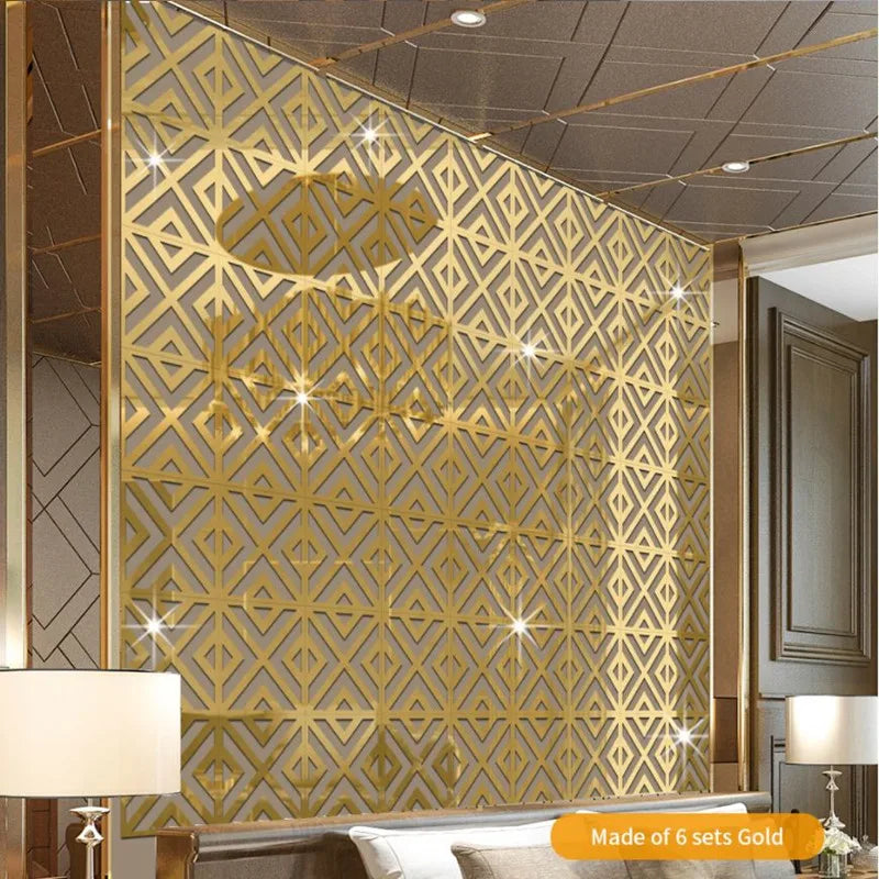 12Pcs 28x28cm 3D Mirror Wall Stickers Self-Adhesive Home Decor for Bedroom & Living Room