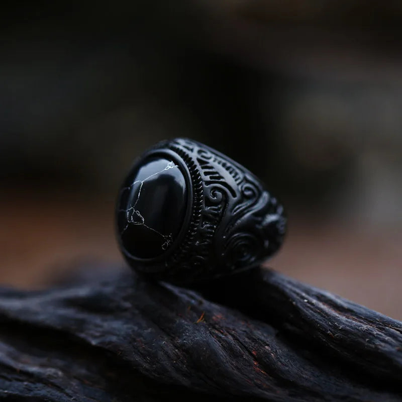 Vintage Man Boy Oval Tiger Eye Stone Ring in Stainless Steel Jewelry
