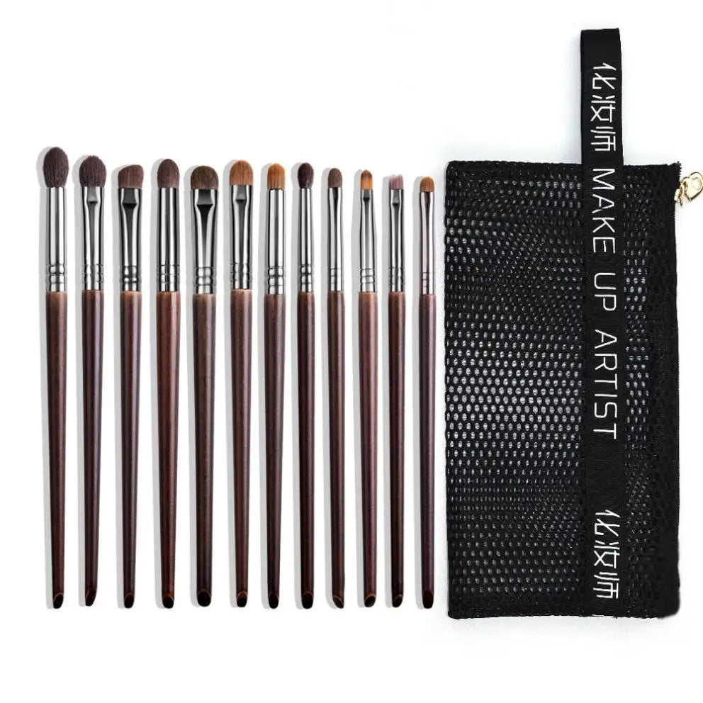 Professional Makeup Brush Set for Eyes and Face - 9/12 Pcs Natural & Synthetic Bristles