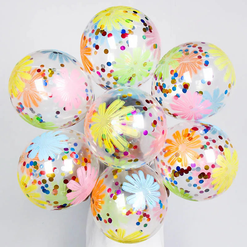 12-Inch Gold Confetti Latex Balloons for Wedding Birthday Party Decoration - 10 Pack