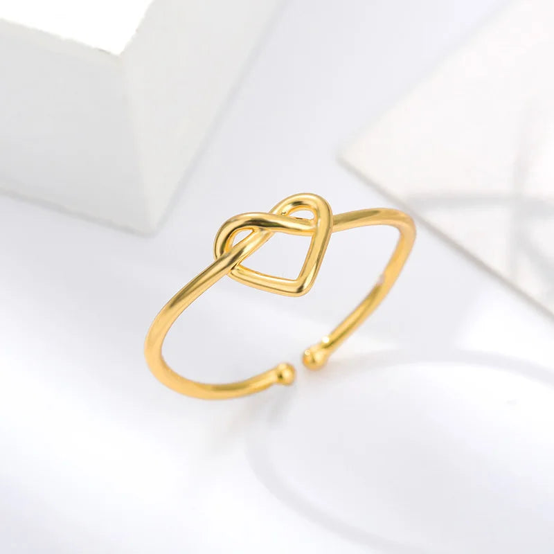 Stainless Steel Heart Rings for Women Couple Wedding Jewelry - Gold, Silver, Rose Red