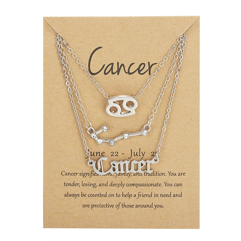 12 Zodiac Sign Necklace Set for Women - Constellation Pendant Jewelry Gift