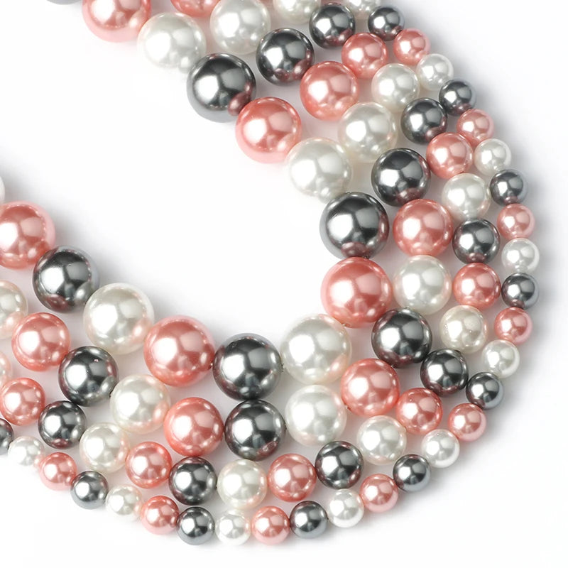 15 Colors Shell Pearls Beads for Jewelry Making Natural Shell Round Loose Spacer Beads