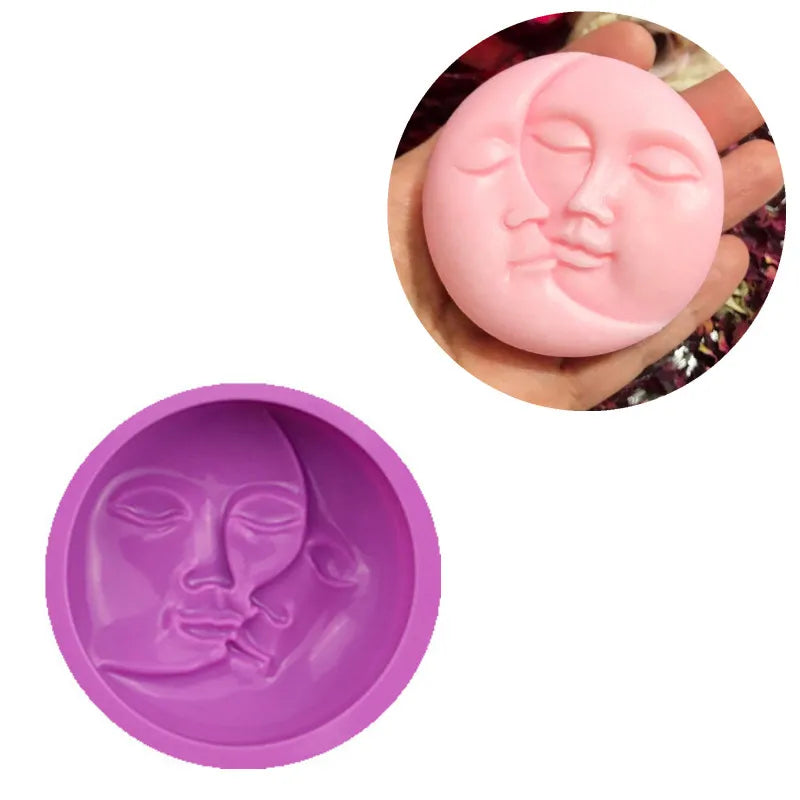 Silicone Moon Shaped Soap Mold for Handmade Candles Jewelry Crafts - Face Style