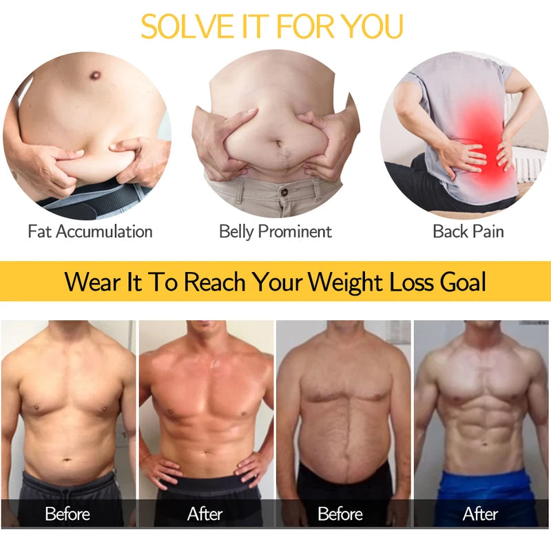 Men Waist Trainer Slimming Body Shaper Fitness Belt for Weight Loss & Fat Burning