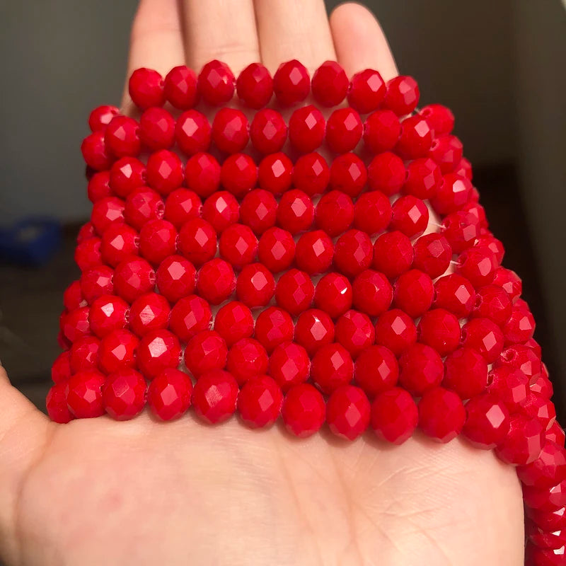 Natural Stone Abacus Faceted Red Jade Beads for Jewelry Making 3-8mm Rondelle Loose Beads