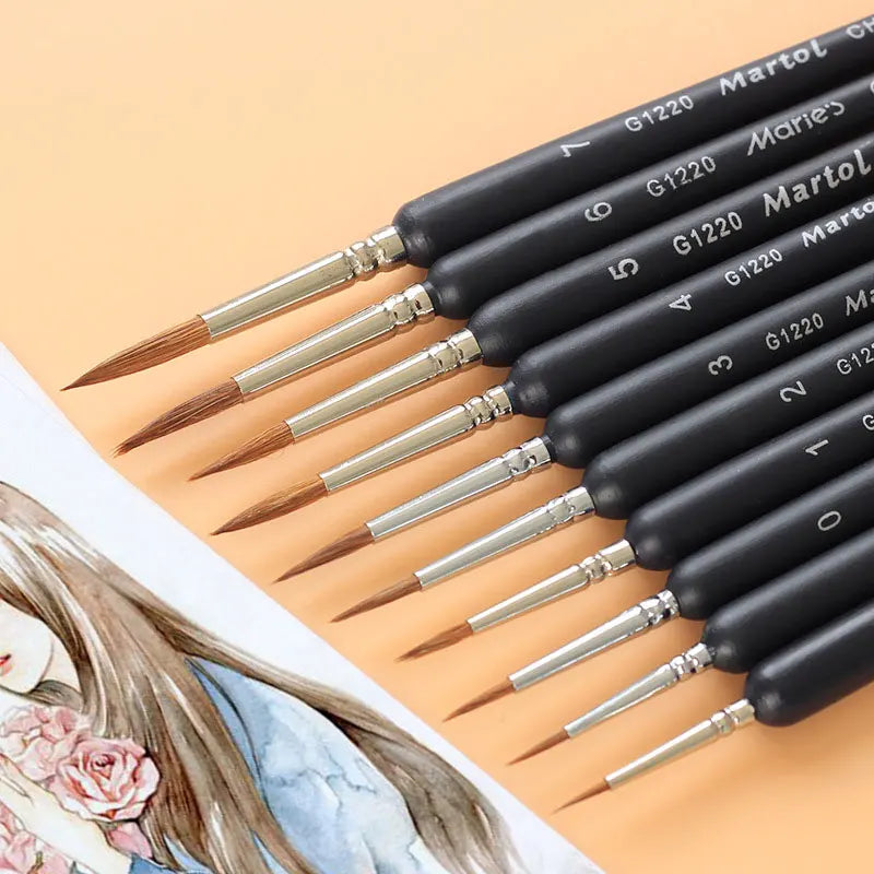 Miniature Paint Brush Set - Professional Acrylic, Watercolor & Oil Art Supplies