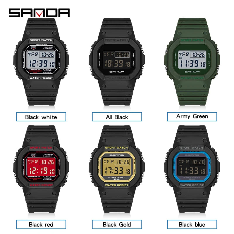 Digital Sports Watch Men Waterproof LED Chronograph with Stopwatch and Military Style