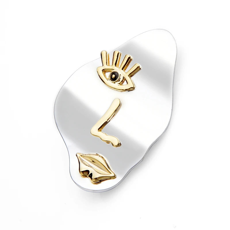 Metal Brooch Pin for Women Men Face Eye Mouth Jewelry Gift