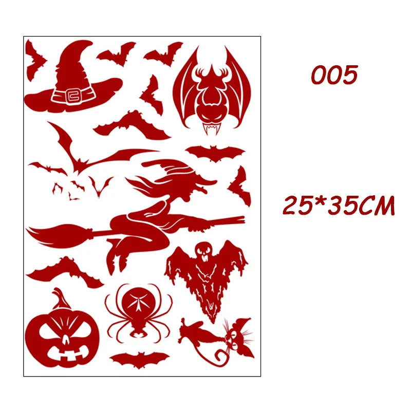 Halloween Blood Handprint & Footprint Wall Stickers - Haunted House Decor