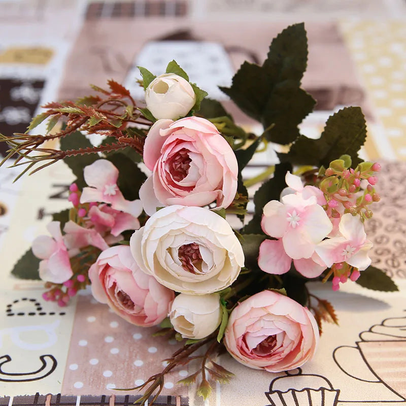 Artificial Silk Flower Decor Set with Gerbera Daisy and Rose for Wedding & Home