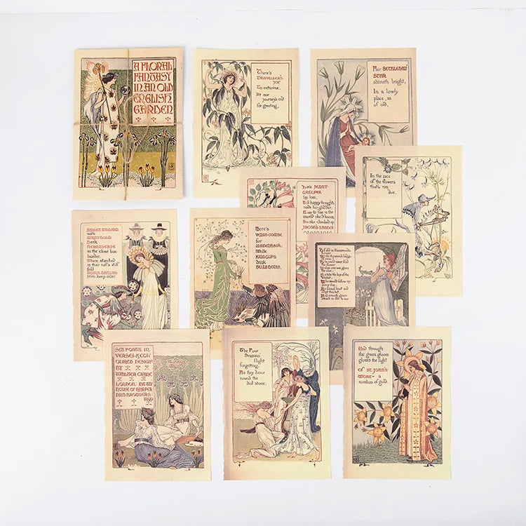 10 Pcs Vintage Old Book Page Scrapbooking Paper Decorations DIY Retro Backgrounds