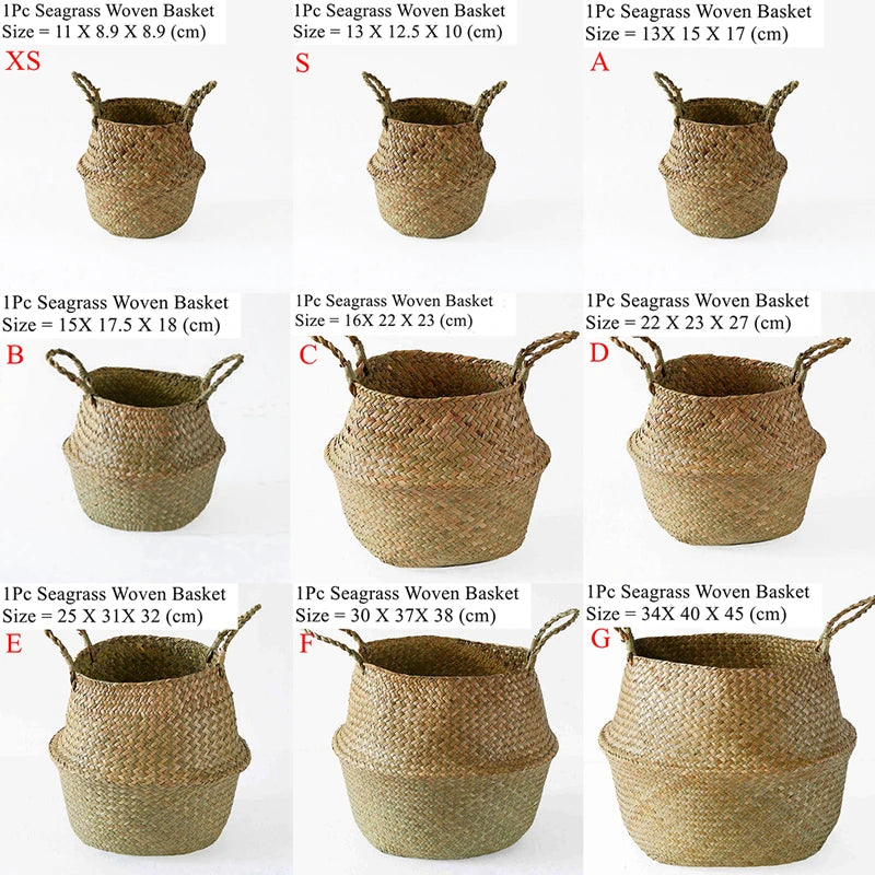 Seagrass Wicker Storage Basket for Plants, Laundry & Home Organization