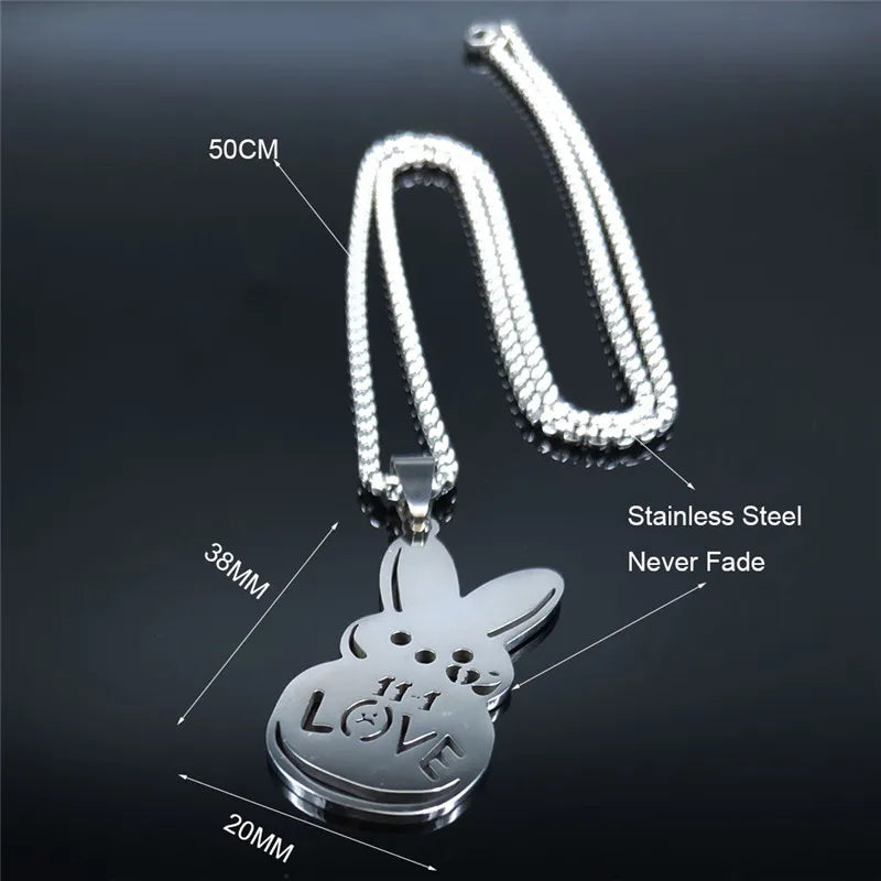 Kpop Lil Peep Love Rabbit Sad Pendant Necklace Stainless Steel Jewelry for Women