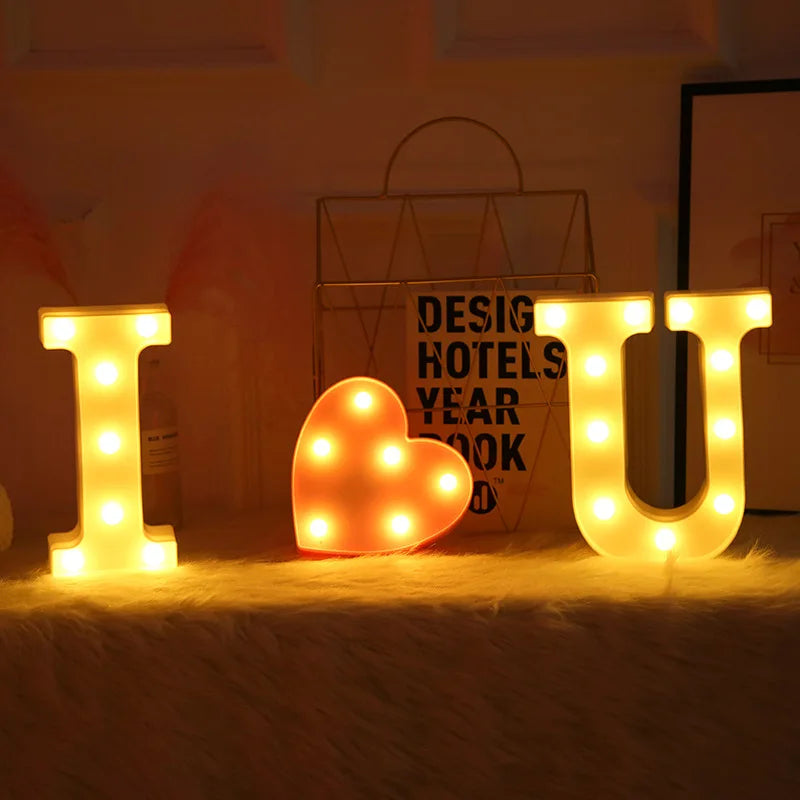 Letter LED Light Set - Alphabet & Number Night Light Decor for Home & Events