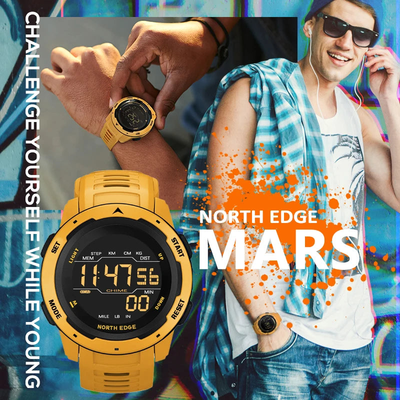 Digital Sports Watch for Men and Women Waterproof 50m with Pedometer & Dual Time