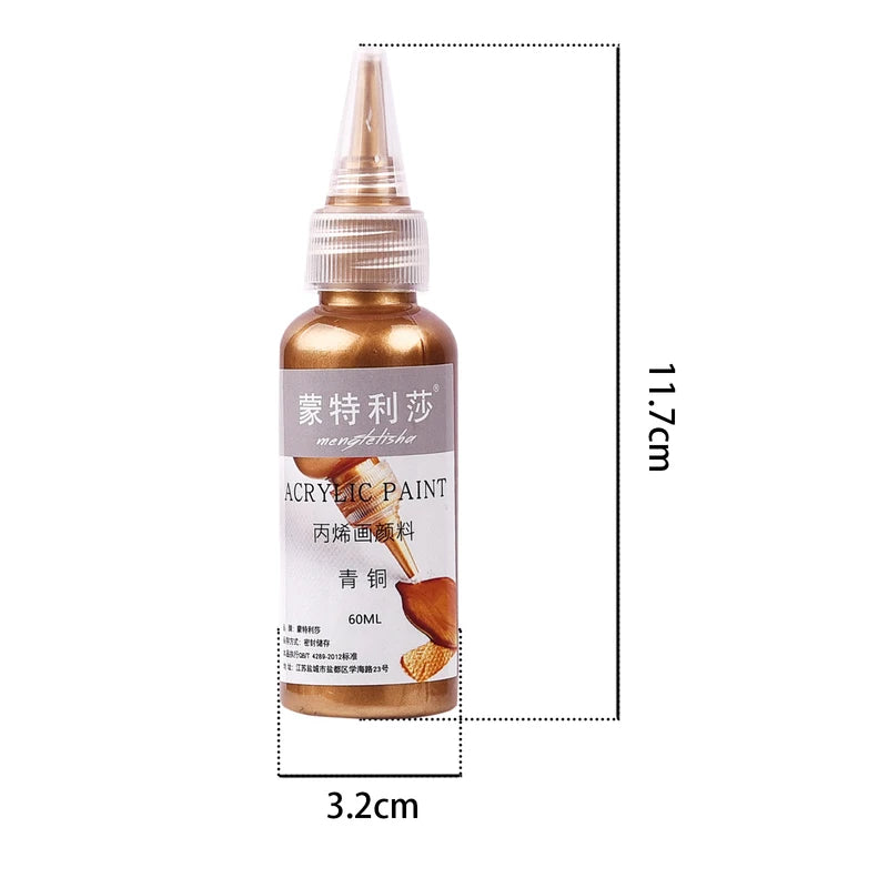 60ml Metallic Acrylic Paint Resin Pigments - Gold Silver Copper DIY Art Supplies