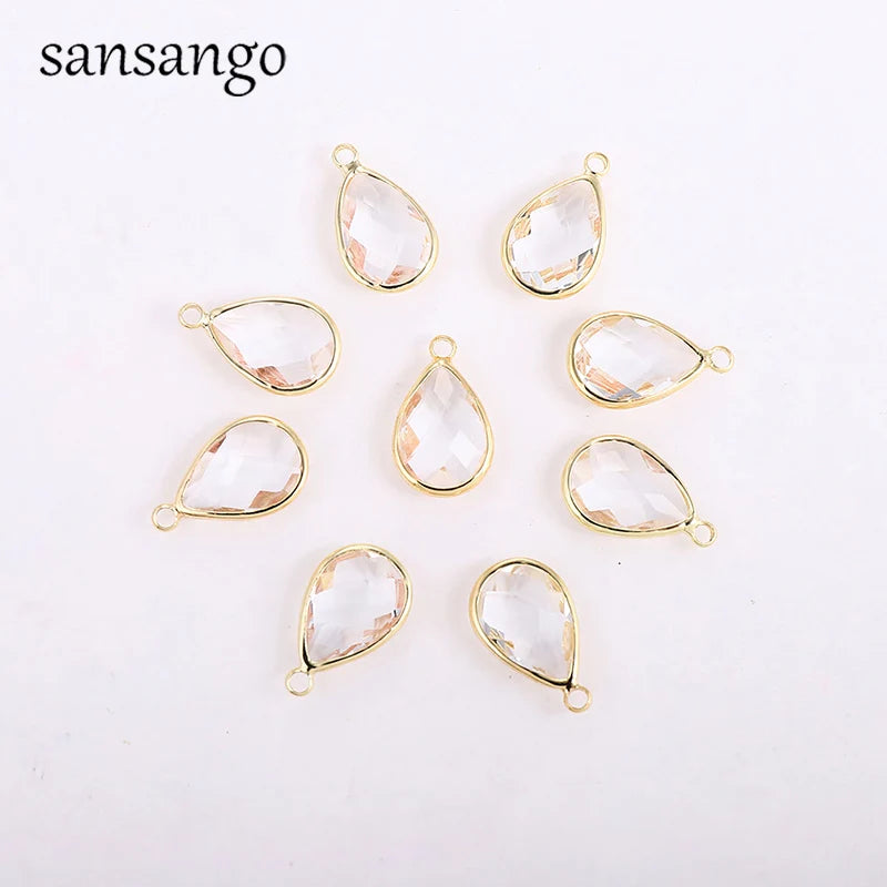 10pcs Water Drop Charms Crystal Alloy Pendants for Jewelry Making DIY Earrings Necklace