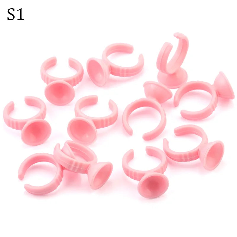 Disposable Plastic Glue Rings for Permanent Makeup and Lash Extensions - 100pcs