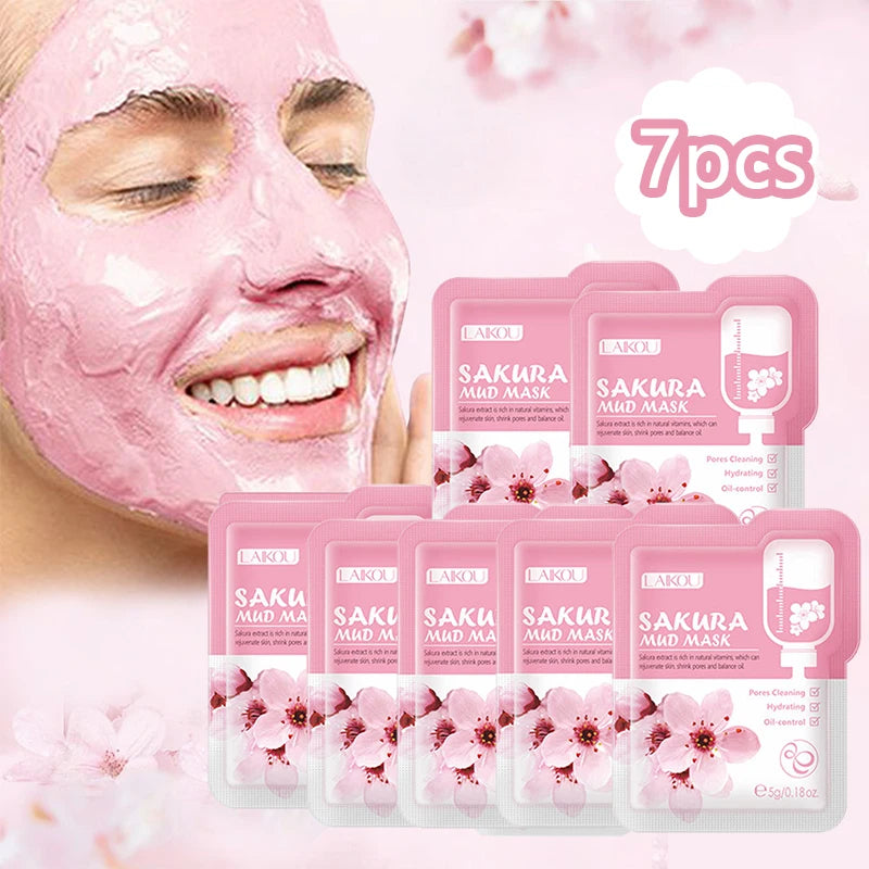 7pcs Deep Cleansing Mud Face Mask for Blackheads Oil Control & Moisturizing