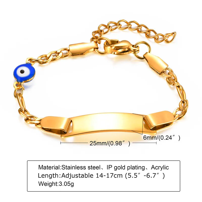 Personalized Mom Dad Son Daughter Baby Bracelet - Engraved Stainless Steel Jewelry, Adjustable Gift for Baptism & Love