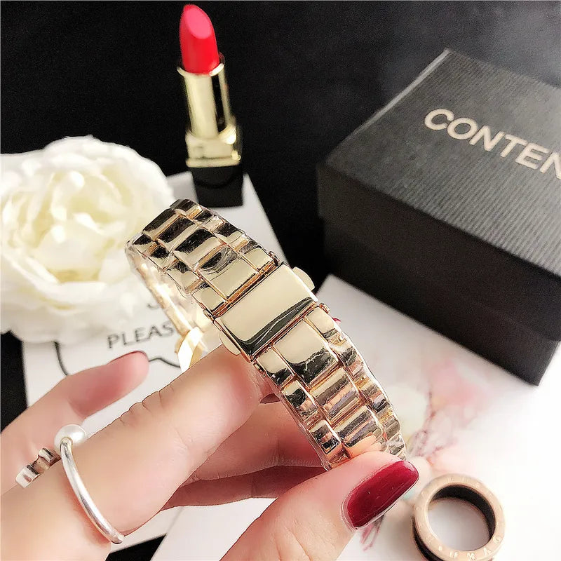 Women's Luxury Rose Gold Quartz Watch with Stainless Steel Bracelet - Multiple Colors