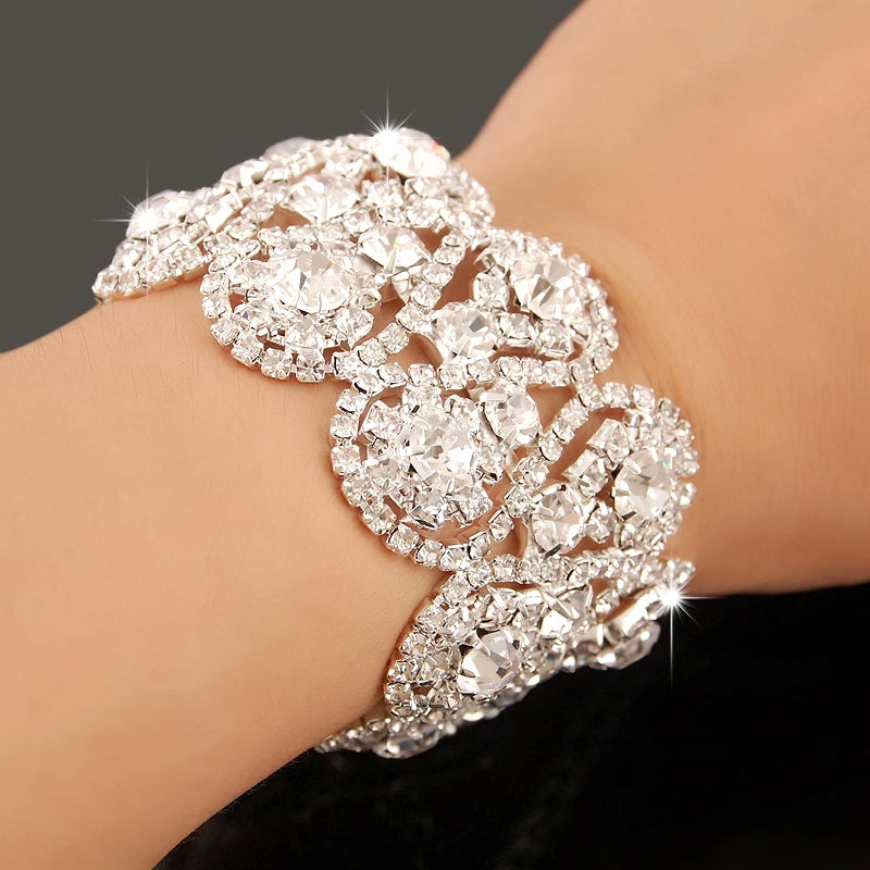 Luxury Charm Bracelets 925 Silver Zircon Crystal Women Wedding Jewelry