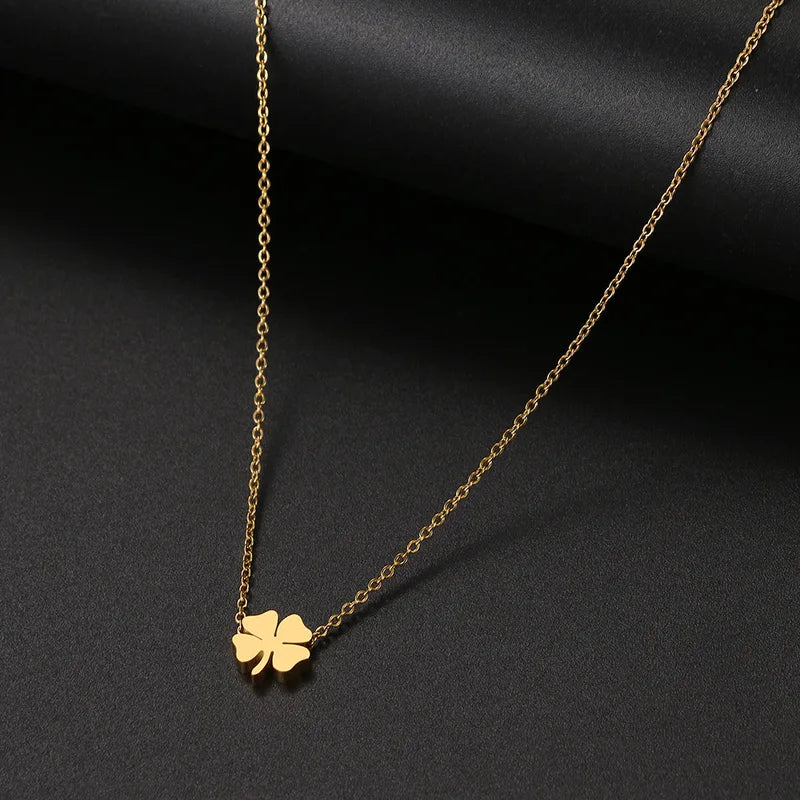Men's & Women's Four Leaf Clover Stainless Steel Necklace - Classic Fashion Pendant