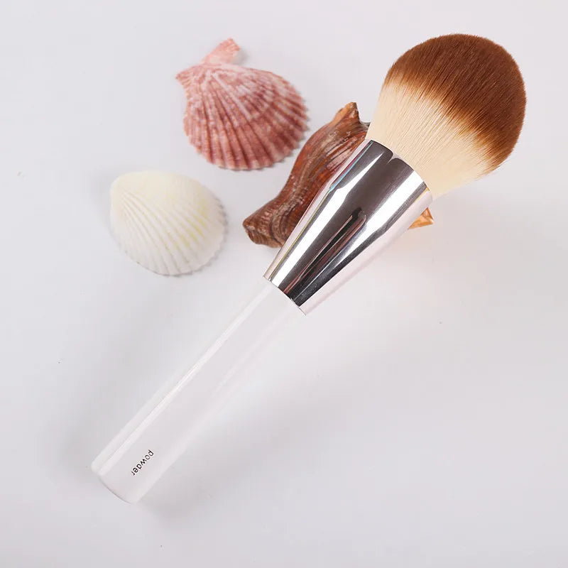 Large Powder Makeup Brush with White Handle Synthetic Hair Contour Brush