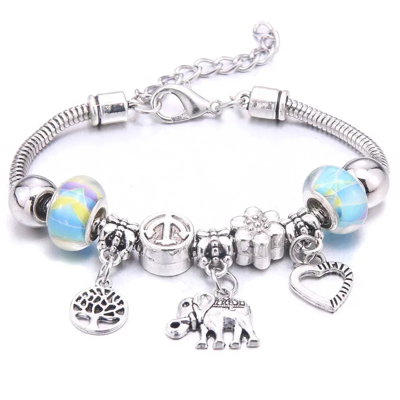 Colorful Crystal Charm Bracelet for Women DIY Beaded Jewelry Gift