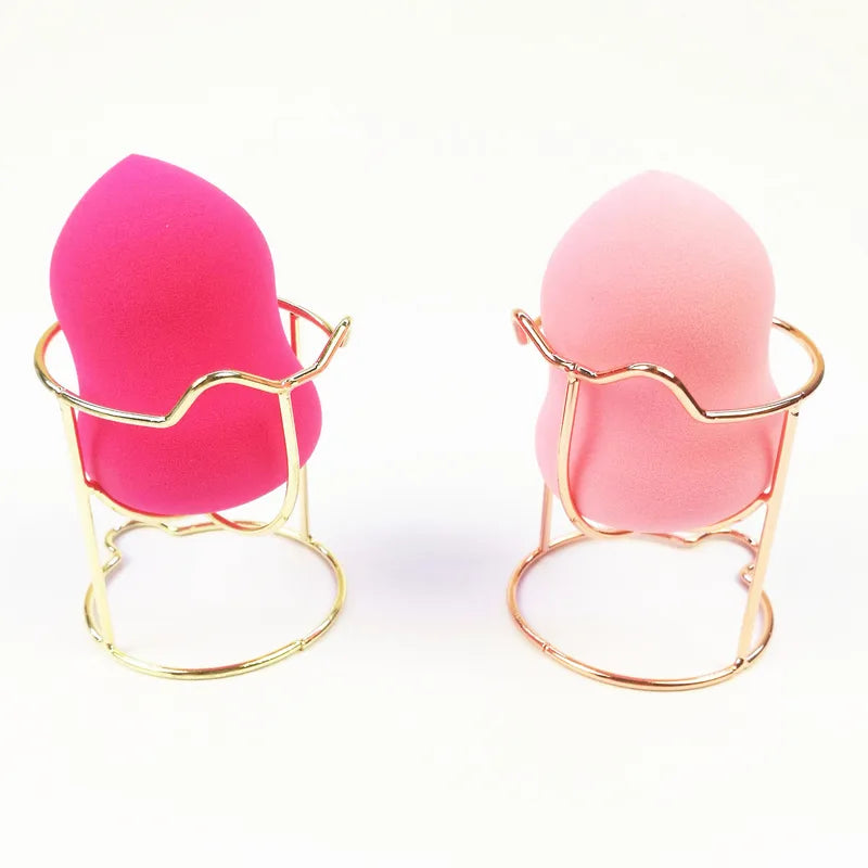Makeup Sponge Organizer with Gourd Powder Puffs and Metal Rack - 14pcs