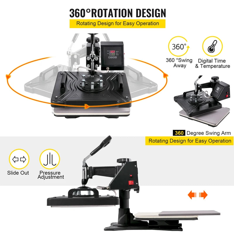 Multifunction Heat Press Machine 5 in 1 30x38cm for T-Shirts, Mug, Hat, Plate Transfer