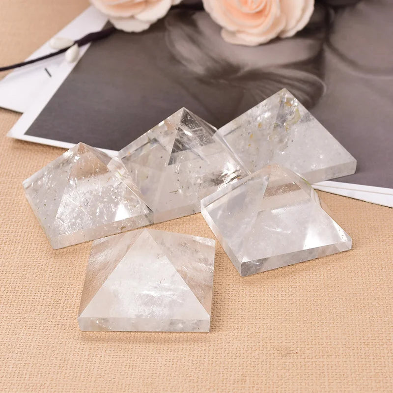 Natural Clear Quartz Pyramid Crystal for Healing Chakra Meditation Home Decor