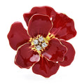 Big Blue Enamel Flower Brooch Pin Jewelry Gift Rose Badge - Gold Color