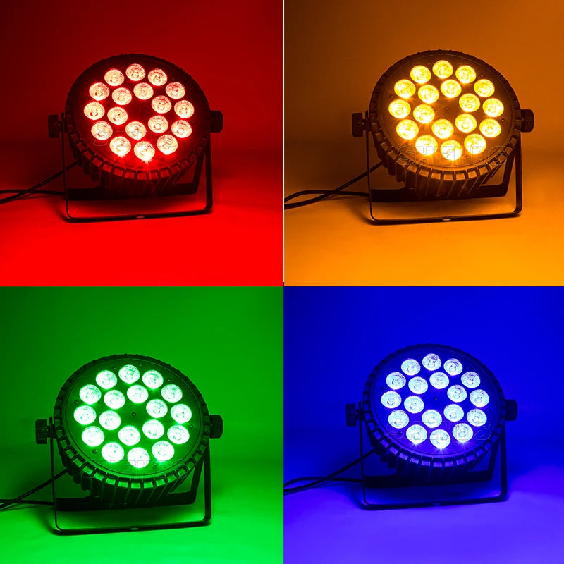 LED Flat Par Stage Lighting 18x18W RGBWA+UV DMX512 DJ Disco Party Light