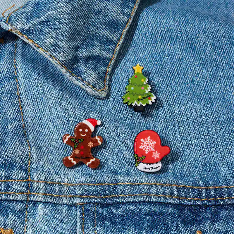Christmas Brooch Badge Set for Women Snowman Deer Snowflake Holiday Jewelry