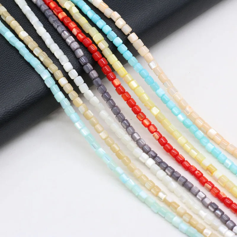 Natural Freshwater Shell Beads 3.5mm Cylindrical Loose Jewelry Making Supplies