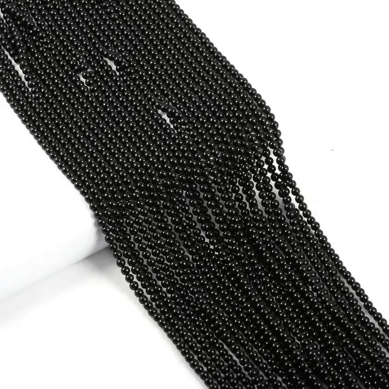 Natural Stone Beads for Jewelry Making - Black Agate 2mm & 3mm Beads