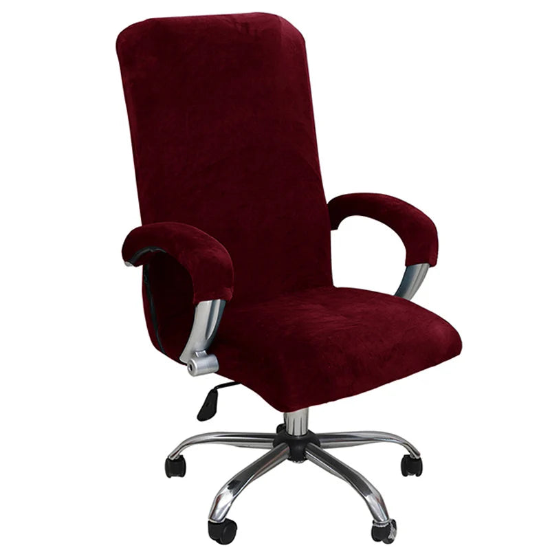 Elastic Velvet Chair Cover Set with Armrest Protectors for Office & Cafe Chairs