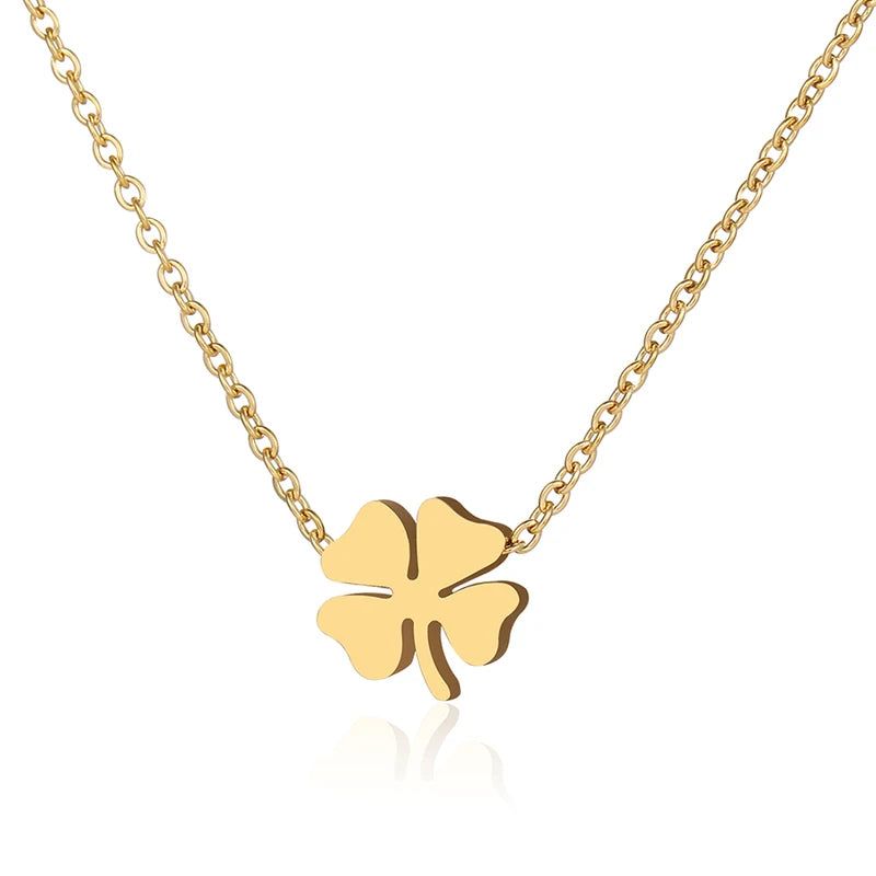 Men's & Women's Four Leaf Clover Stainless Steel Necklace - Classic Fashion Pendant