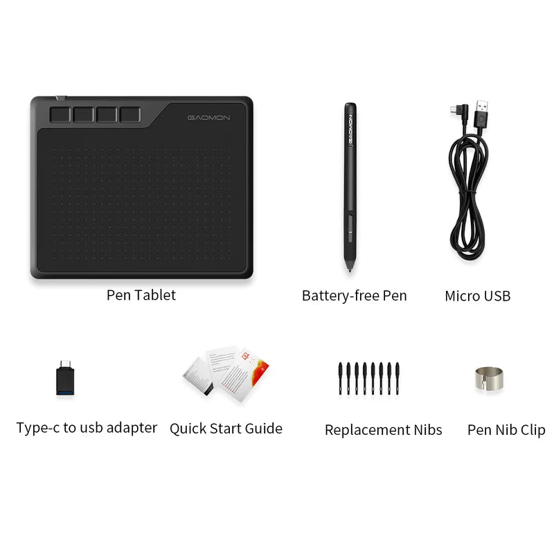 6.5x4 Inch Digital Drawing Tablet for Android, Windows, Mac - Pen & Animation