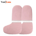 Pink Paraffin Wax Gloves and Booties for Heat Therapy Spa Tanning Care