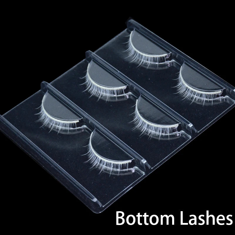 3 Pairs White Cosplay False Eyelashes Fluffy Natural Vegan Bulk for Halloween