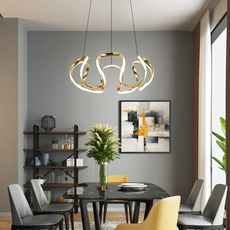 Modern LED Pendant Light Nordic Chandelier for Living Room Kitchen Bedroom Gold Black White