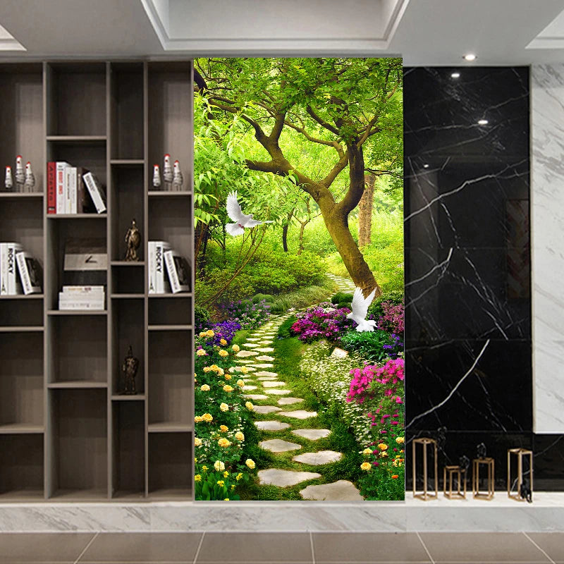 Fairytale Forest Path DIY Door Wall Sticker Set for Home Decoration - Peel & Stick Vinyl Wallpaper