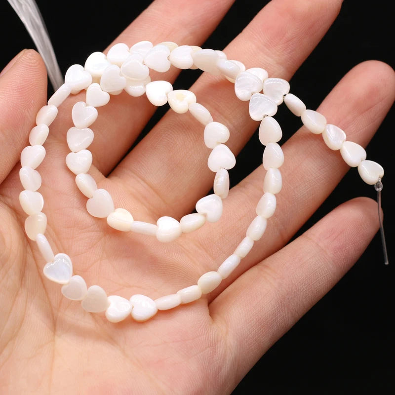 Natural Shell Beads Heart Shape Loose Spacer Beads for Jewelry Making - 6mm