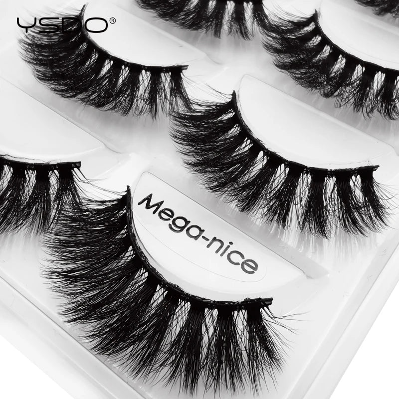 Dramatic & Natural Mink Strip False Eyelashes 5 Pairs, Reusable Makeup Lashes