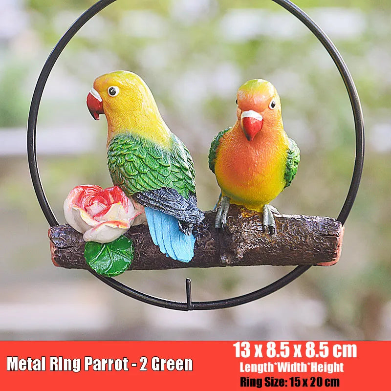 Resin Parrot Garden Statue - Outdoor Decor Animal Sculpture for Home & Garden