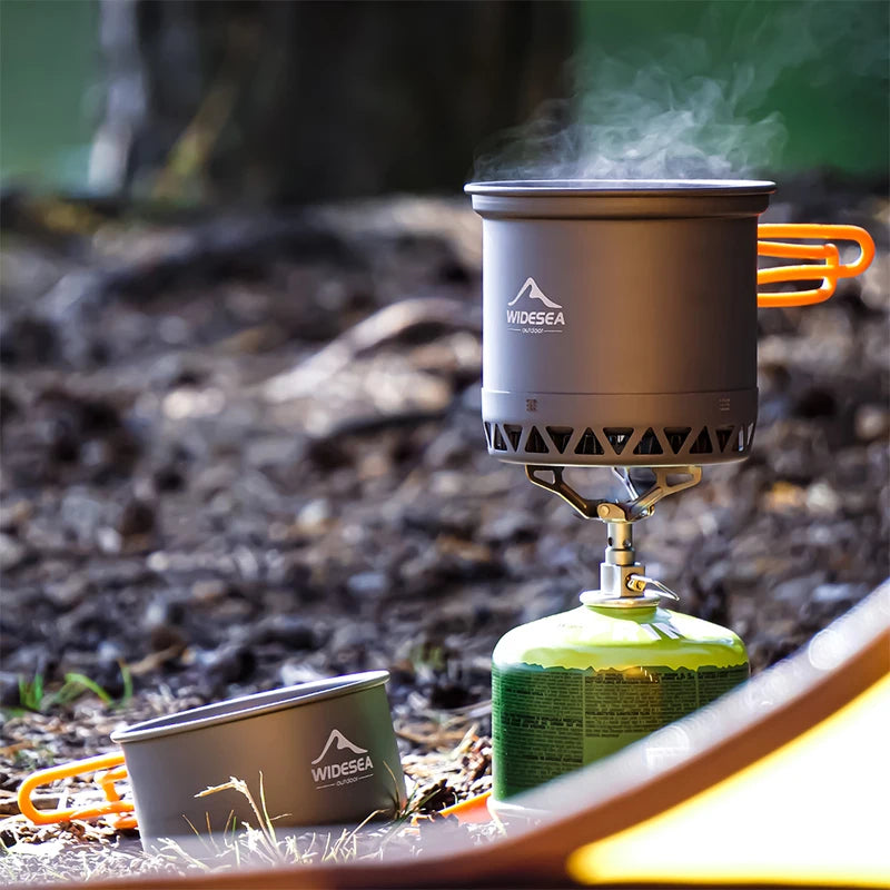 Camping Cookware Set 1.3L & 2.3L Hard Anodized Aluminum for 2-3 Persons