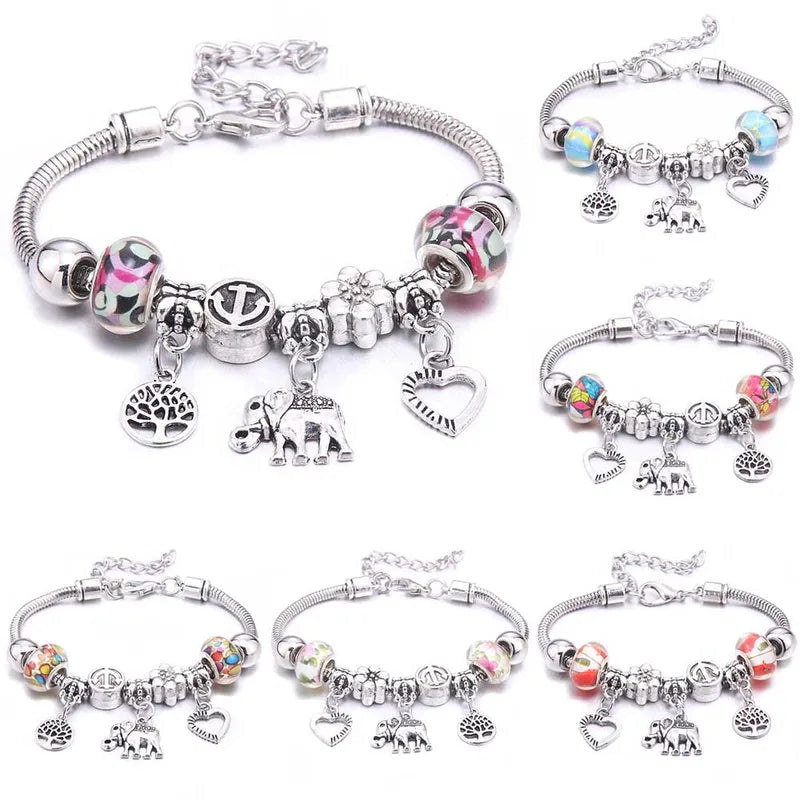 Colorful Crystal Charm Bracelet for Women DIY Beaded Jewelry Gift